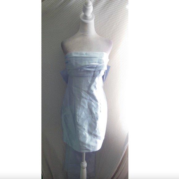 D697 NEW ALFRED SUNG Silver Dove OVERSIZE BOW BACK Strapless SATEEN Mini DRESS 8 - Picture 8 of 16